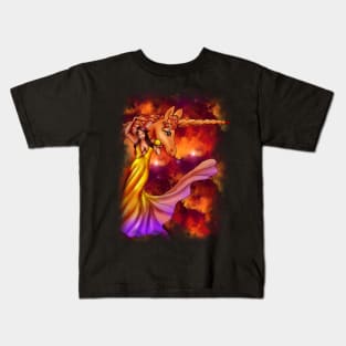 Girl With The Firey Unicorn Kids T-Shirt